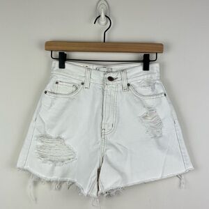 BDG White/Off white A-Line Distressed Denim Cutoff Shorts, 26